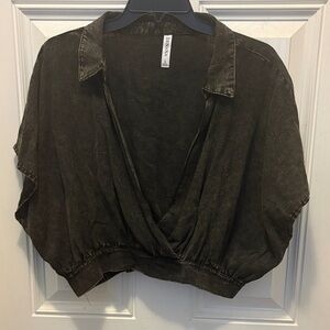 Zara Dark Brown Wrap Blouse